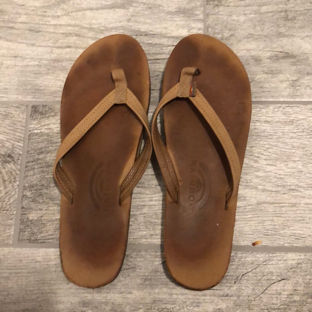 Rainbow flip flops